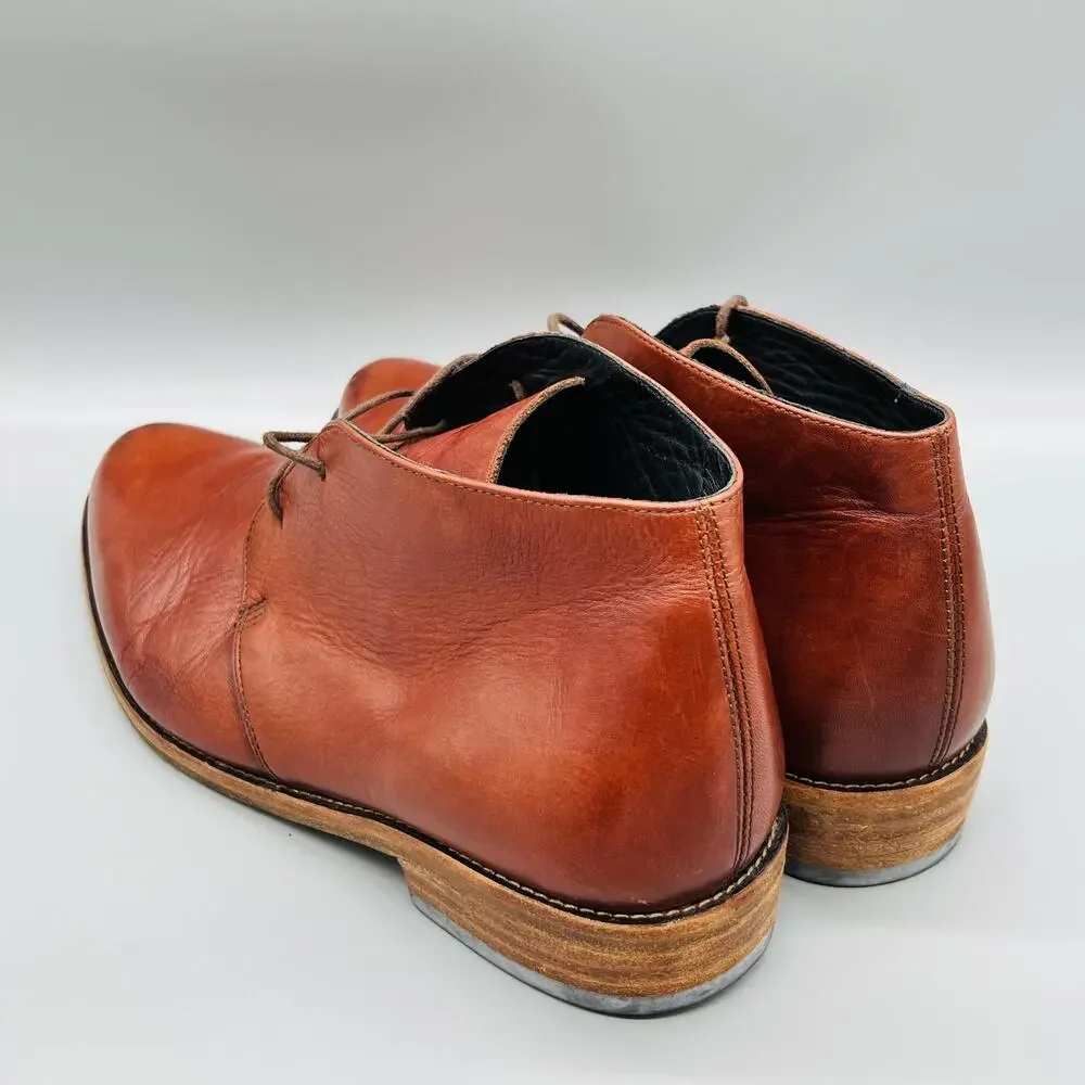 Nisolo Boots Womens 10 Brown Leather Chukka Ankle Lace Up Casual Booties Shoes